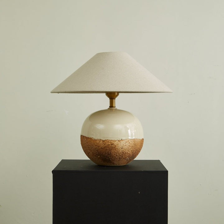 Ceramic Terracotta Table Lamp with Linen Shade