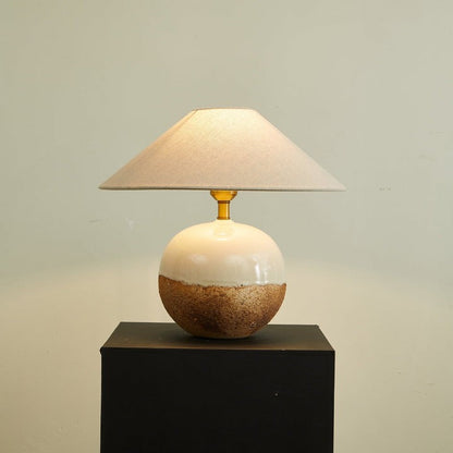 Ceramic Terracotta Table Lamp with Linen Shade