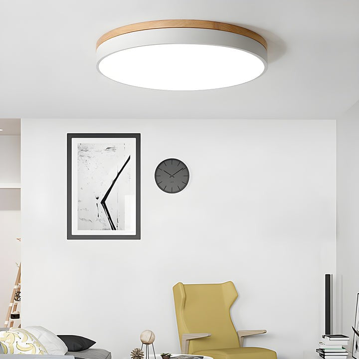 Circular LED Wood Ceiling Light Fixture