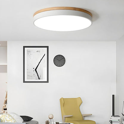 Circular LED Wood Ceiling Light Fixture