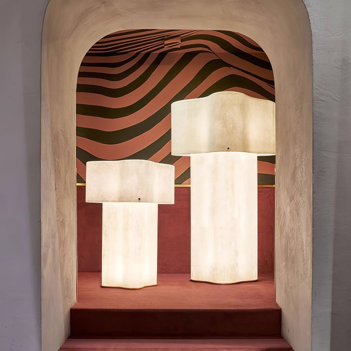 Cloud-Shaped White Fiberglass LED Floor Lamp