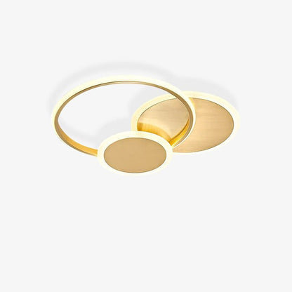 Contemporary Circular Triple-Ring LED Ceiling Light – Gold Finish