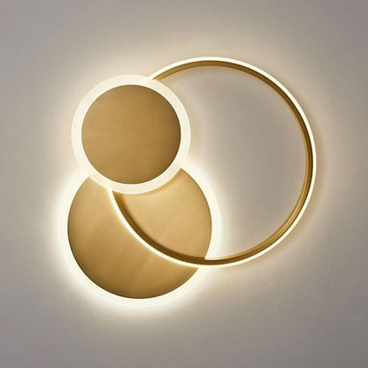 Contemporary Circular Triple-Ring LED Ceiling Light – Gold Finish