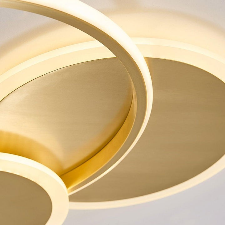 Contemporary Circular Triple-Ring LED Ceiling Light – Gold Finish