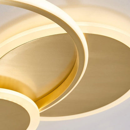 Contemporary Circular Triple-Ring LED Ceiling Light – Gold Finish