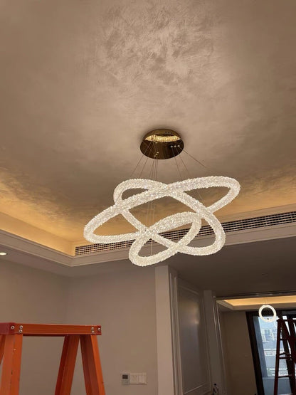 Contemporary Crystal Loop Island Chandelier