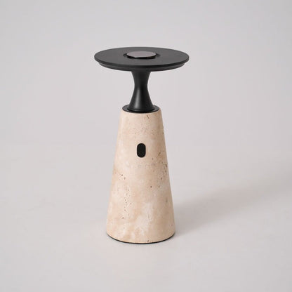 Cordless Travertine Table Lamp with Touch-Activated LED