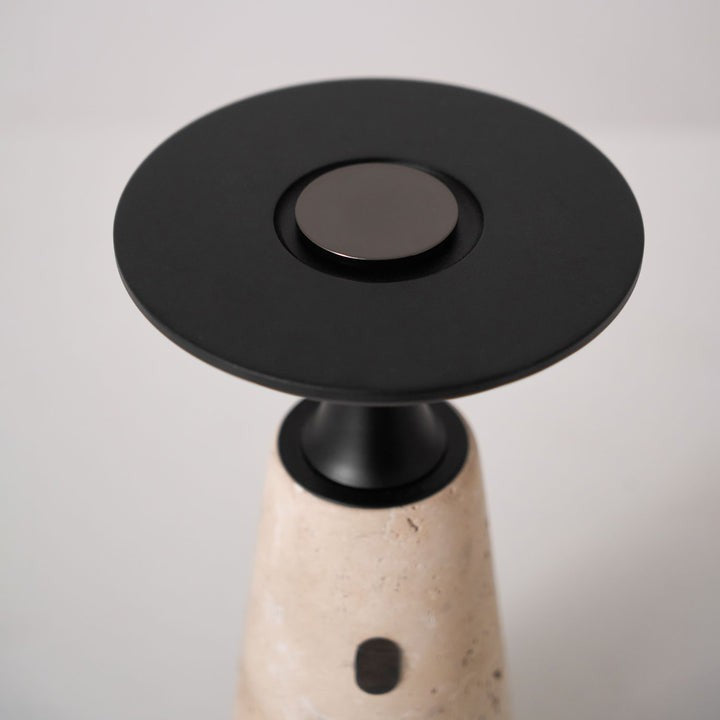 Cordless Travertine Table Lamp with Touch-Activated LED