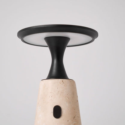 Cordless Travertine Table Lamp with Touch-Activated LED