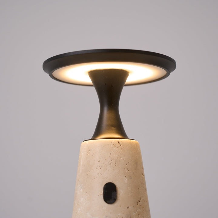 Cordless Travertine Table Lamp with Touch-Activated LED