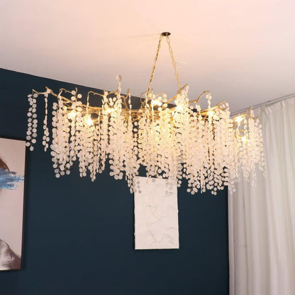 Crystal Glass Coin Cascade Chandelier