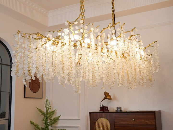 Crystal Glass Coin Cascade Chandelier