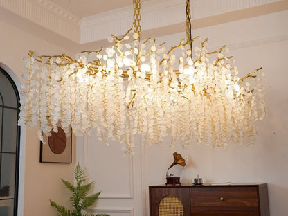 Crystal Glass Coin Cascade Chandelier