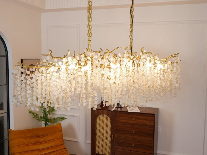 Crystal Glass Coin Cascade Chandelier