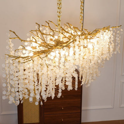 Crystal Glass Coin Cascade Chandelier