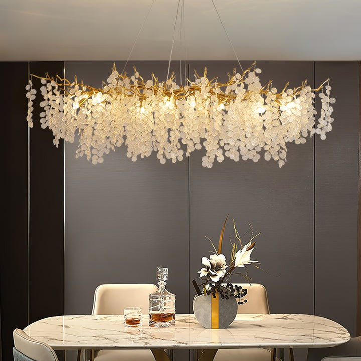 Crystal Glass Coin Cascade Chandelier