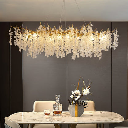 Crystal Glass Coin Cascade Chandelier