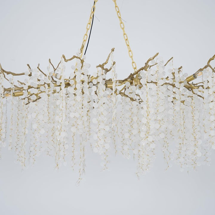 Crystal Glass Coin Cascade Chandelier