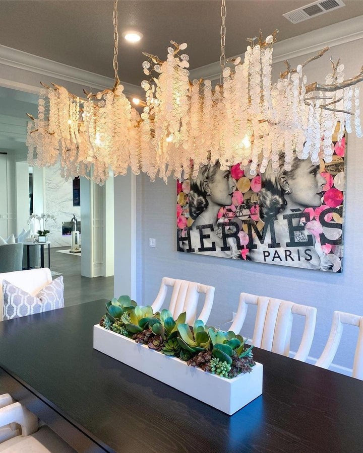 Crystal Glass Coin Cascade Chandelier