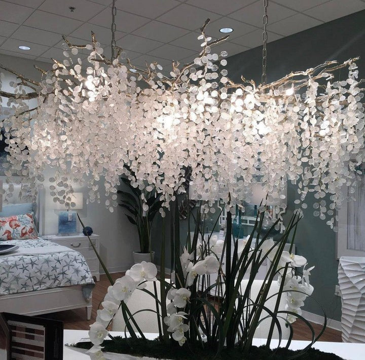 Crystal Glass Coin Cascade Chandelier