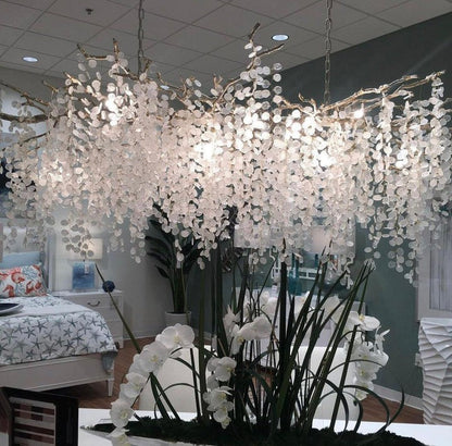 Crystal Glass Coin Cascade Chandelier