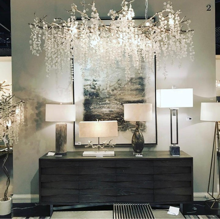 Crystal Glass Coin Cascade Chandelier