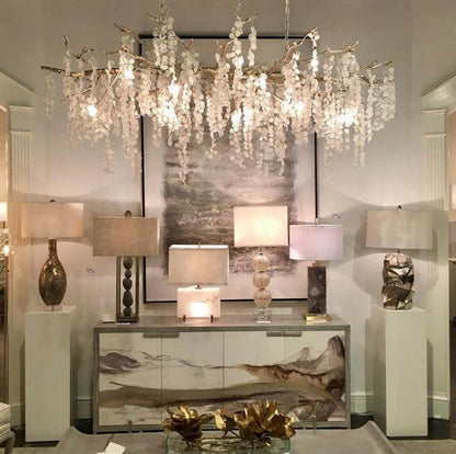 Crystal Glass Coin Cascade Chandelier