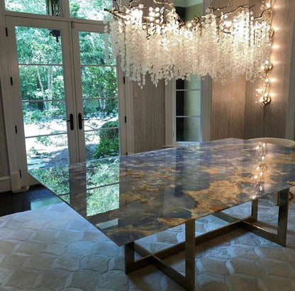Crystal Glass Coin Cascade Chandelier
