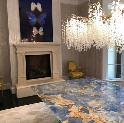 Crystal Glass Coin Cascade Chandelier