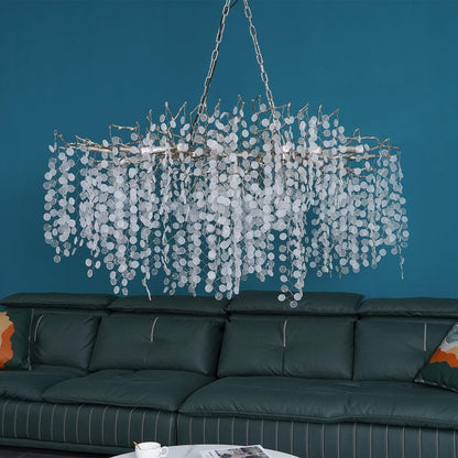 Crystal Glass Coin Cascade Chandelier