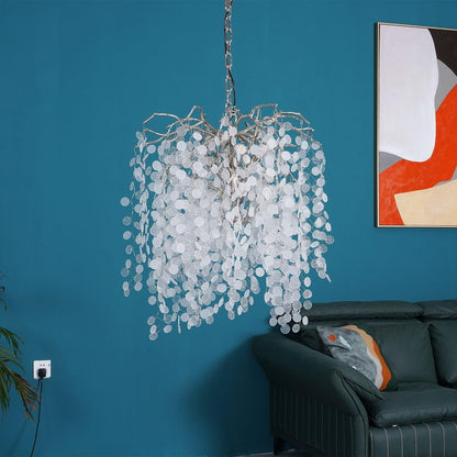 Crystal Glass Coin Cascade Chandelier