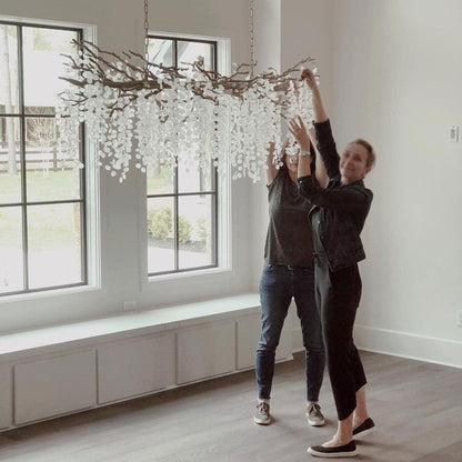 Crystal Glass Coin Cascade Chandelier