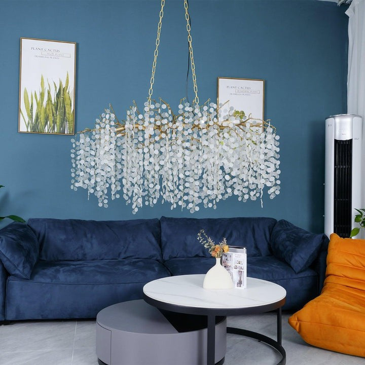 Crystal Glass Coin Cascade Chandelier