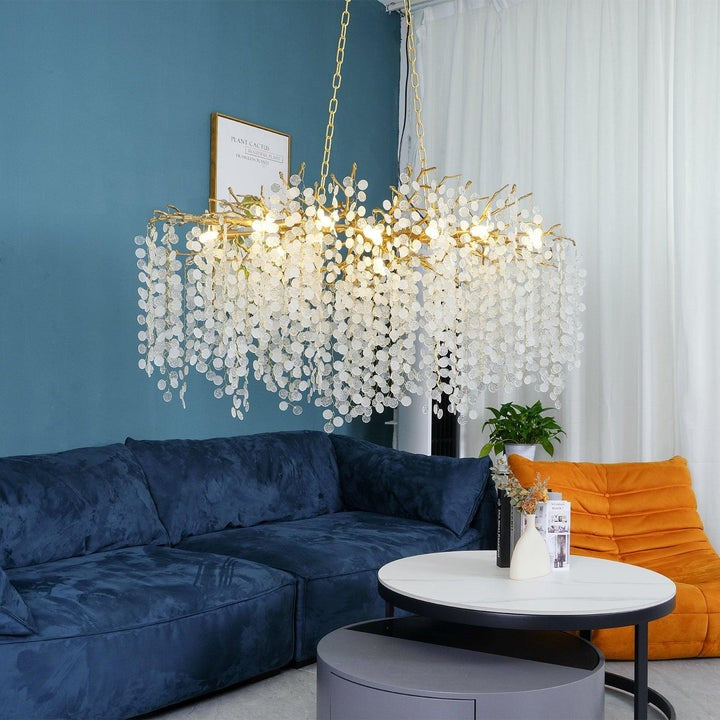 Crystal Glass Coin Cascade Chandelier