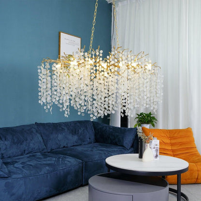 Crystal Glass Coin Cascade Chandelier
