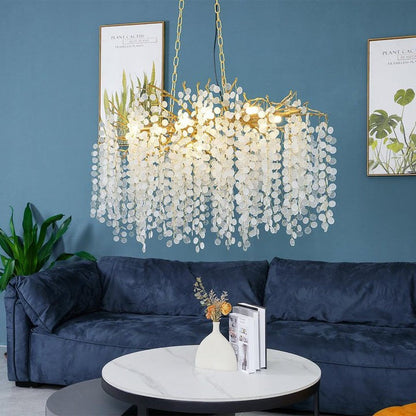 Crystal Glass Coin Cascade Chandelier