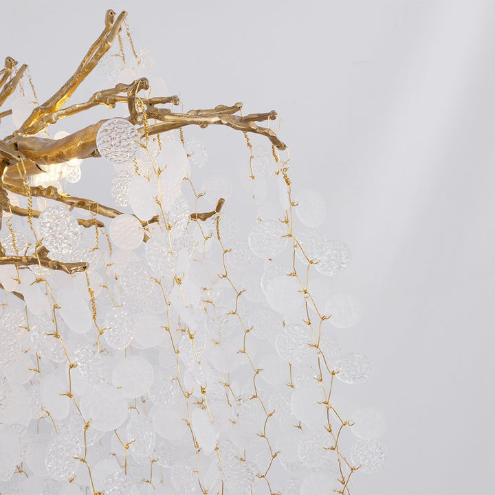 Crystal Glass Coin Cascade Chandelier