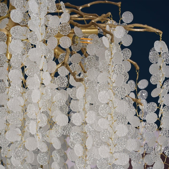 Crystal Glass Coin Cascade Chandelier