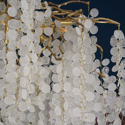 Crystal Glass Coin Cascade Chandelier
