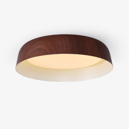 Curved Wood-Grain LED Flush Mount Ceiling Light