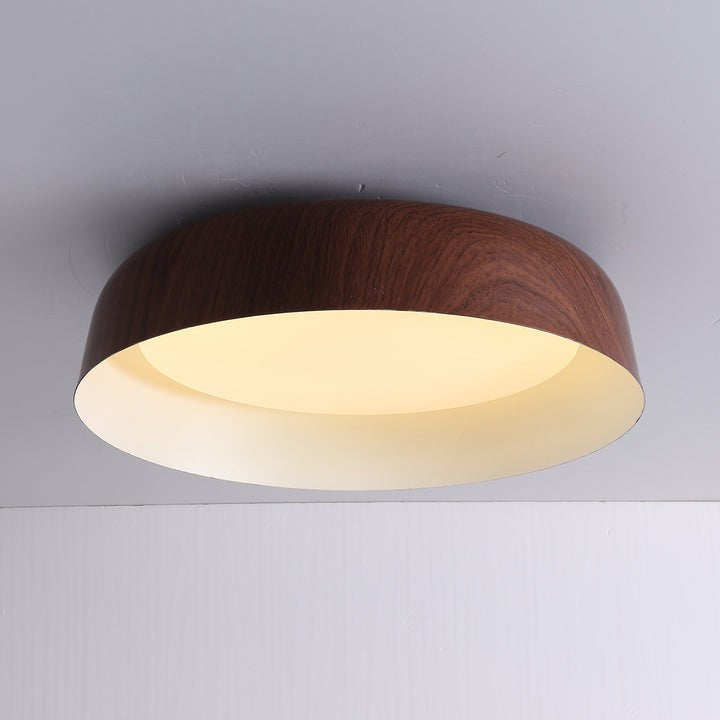 Curved Wood-Grain LED Flush Mount Ceiling Light