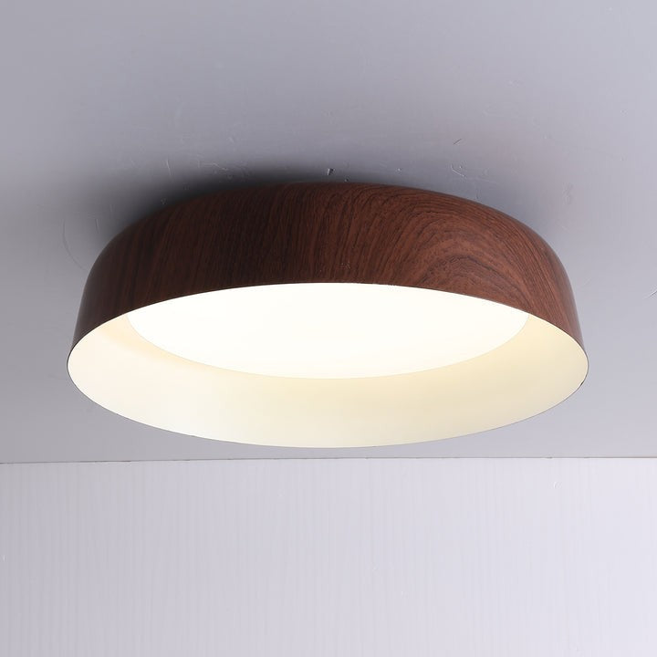 Curved Wood-Grain LED Flush Mount Ceiling Light