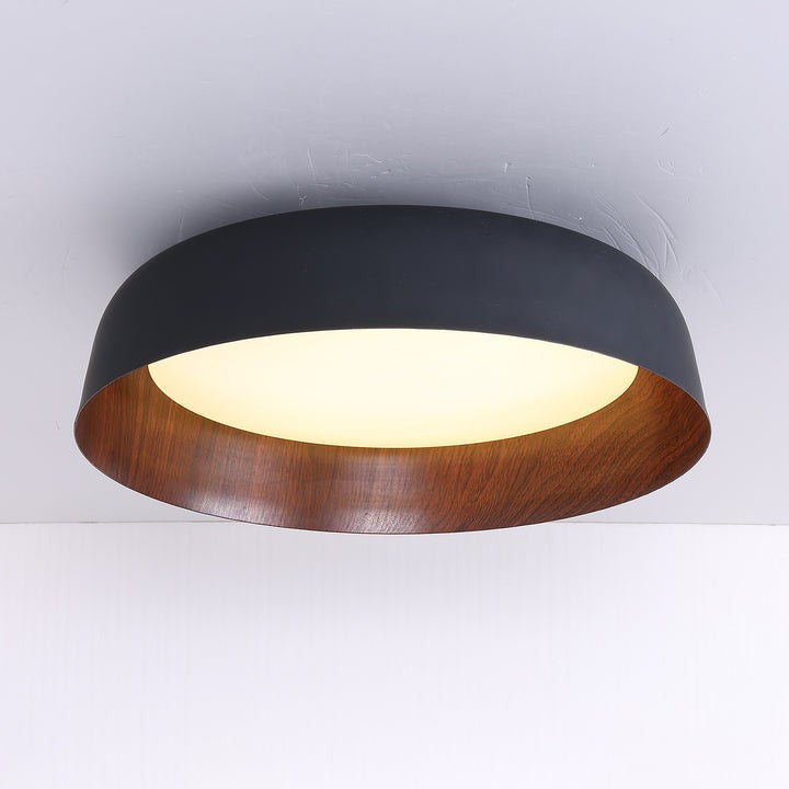 Curved Wood-Grain LED Flush Mount Ceiling Light