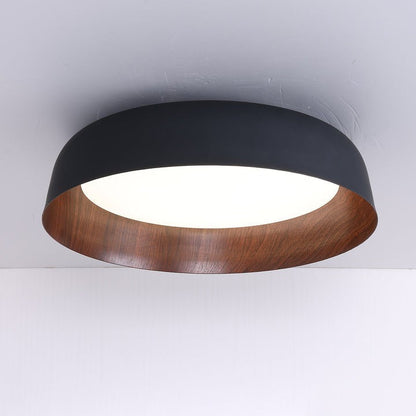 Curved Wood-Grain LED Flush Mount Ceiling Light