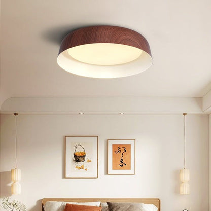 Curved Wood-Grain LED Flush Mount Ceiling Light