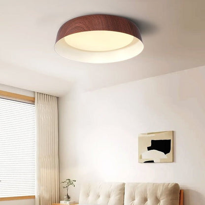 Curved Wood-Grain LED Flush Mount Ceiling Light