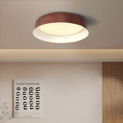 Curved Wood-Grain LED Flush Mount Ceiling Light