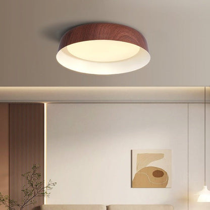 Curved Wood-Grain LED Flush Mount Ceiling Light