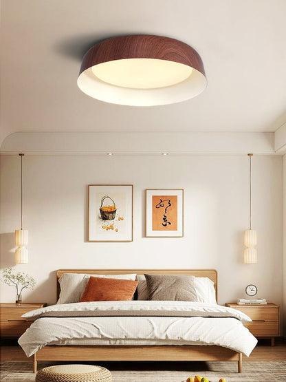 Curved Wood-Grain LED Flush Mount Ceiling Light