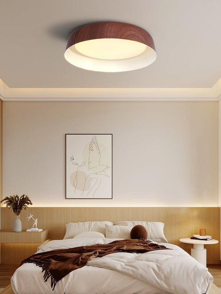 Curved Wood-Grain LED Flush Mount Ceiling Light